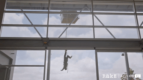 Crashing through a window
