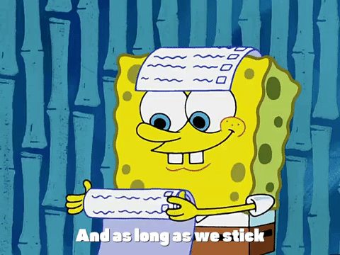 Bob Esponja feliz de haber programado todos sus mensajes gracias a la función de Android.- Blog Hola Telcel 