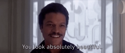 Lando Calrissian: “You look absolutely beautiful.” (from Star Wars: The Empire Strikes Back)