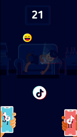 Gameplay of two users sending tiktoks back and forth
