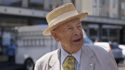 Equity release: animated GIF of a happy elderly gentleman. 