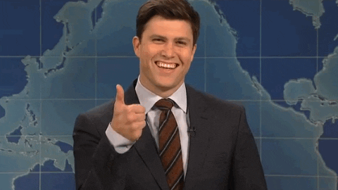 gif thumbs good colin jost night smile saturday live snl gifs looks thumb giphy yes everything gfycat