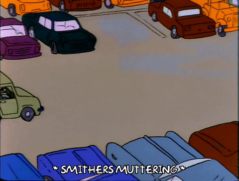 Smithers encontrando el estacionamiento ideal gracias a ParkMe, una app que debes tener para viajar en carretera.- Blog Hola Telcel