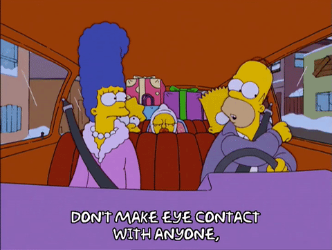 Don't make eye contact gif from the Simpsons