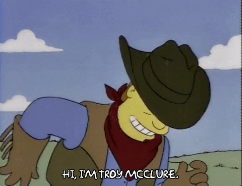 Troy McClure, from The Simpsons, saying hello to the camera