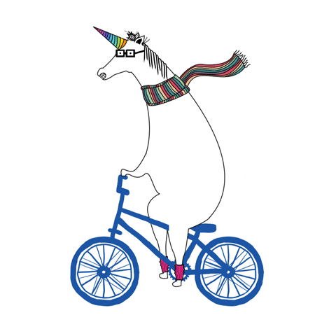 Unicorn riding a bicycle