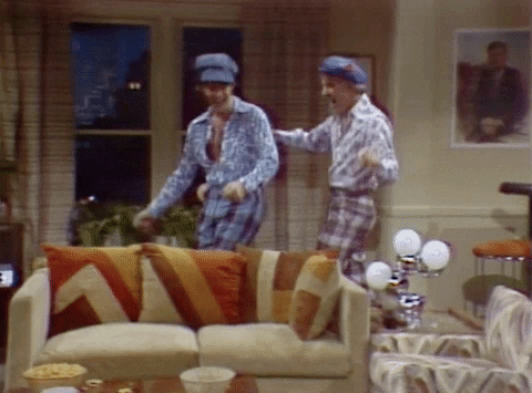 gif of Dan Akroyd and Steve Martin: "Two wild and crazy guys!"
