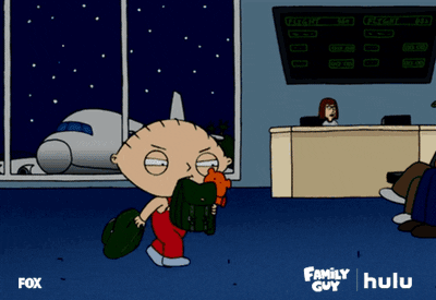 Cartoon character waiting in airplane