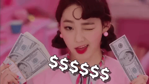 kpop k-pop money wink winking