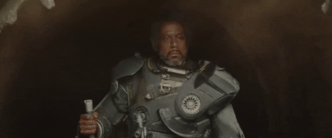 Image result for rogue one saw gerrera gif