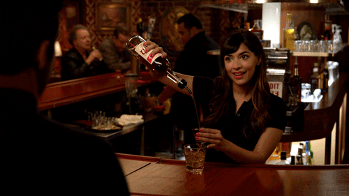 Clip from New Girl with Cece pouring a drink