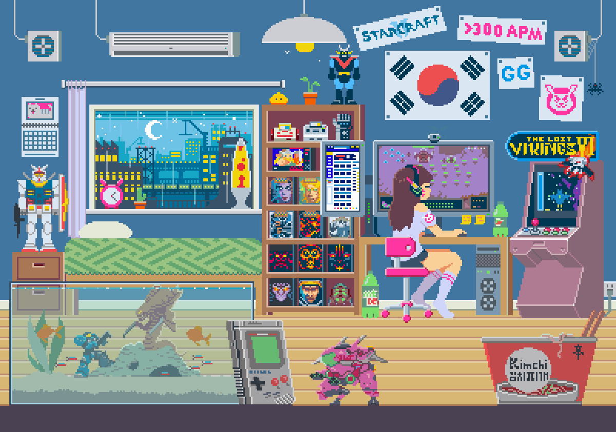 pixel art overwatch blizzard d.va pixelninja