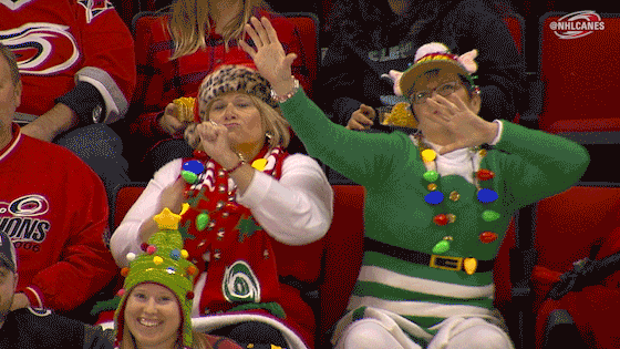 Christmas Dancing GIF by Carolina Hurricanes - Find & Share on GIPHY