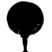 Black silhouette with a spiked head and a fringed, wing-like cape on white