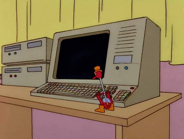  the simpsons computer lazy typing drinking bird GIF