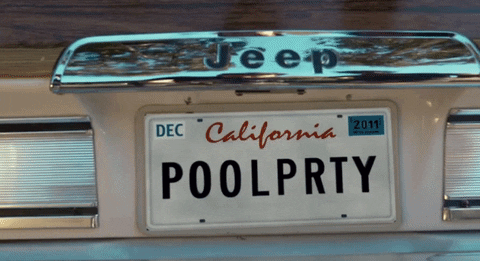 Pool Party License Plate GIF by Lucius - Find & Share on GIPHY