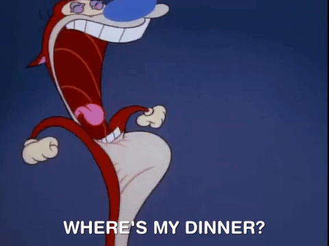 stimpy pushing red button gif