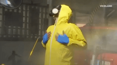 Hazmat Suit GIF by KING OF THE ROAD - Find & Share on GIPHY