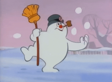 Frosty the Snowman juggling snowballs gif