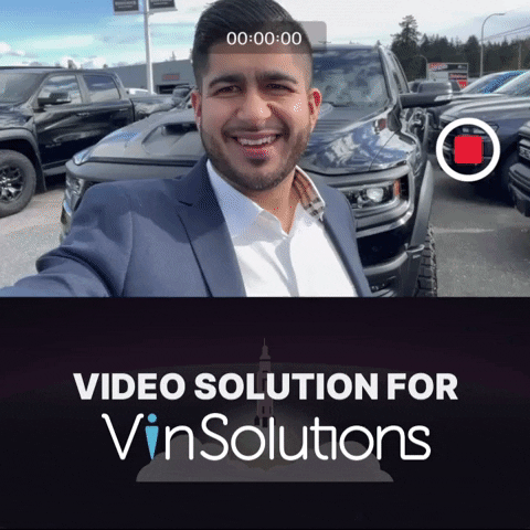 Video solutions for VinSolutions GIF with an image of a salesperson shooting a walkaround video