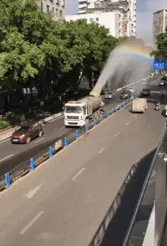 Truck spreading rainbow in wow gifs