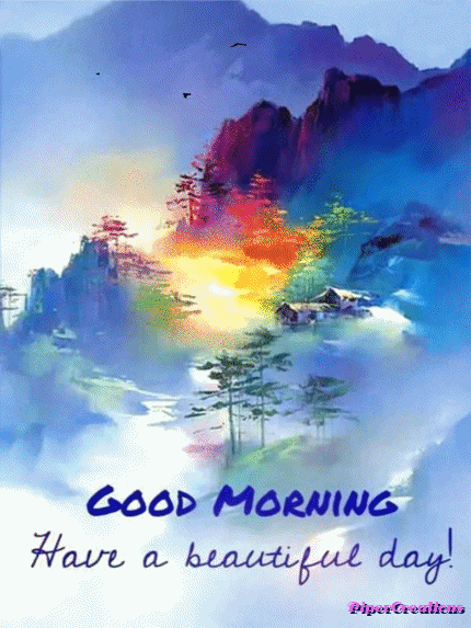 Pipercreations Birds Mountains Nature Goodmorning Art GIF