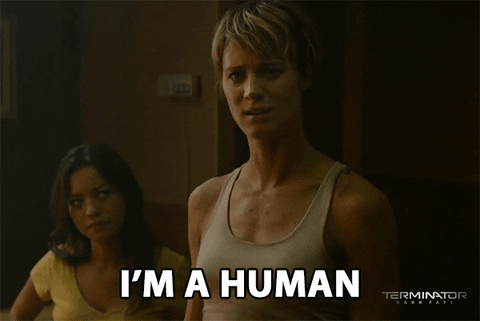 Mackenzie Davis as Grace in Terminator: Dark Fate says, "I'm a human." 