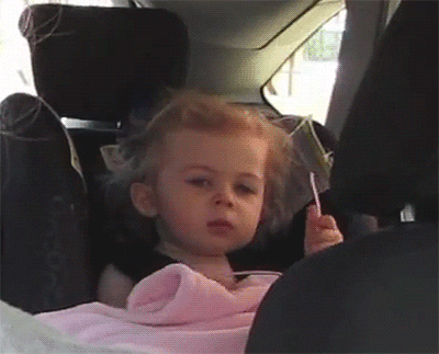 Gif of a toddler rolling her eyes -- phrases students say