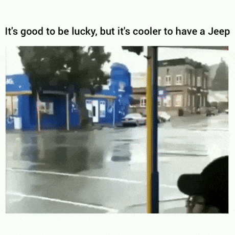 Being lucky Vs A Jeep in WaitForIt gifs