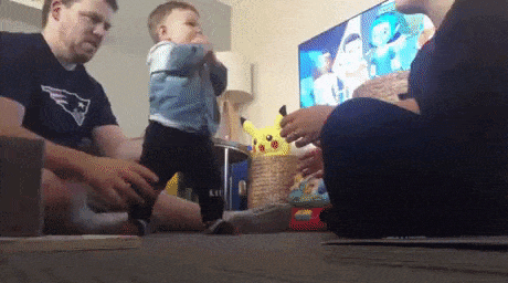 Son takes first steps on fathers day in wow gifs