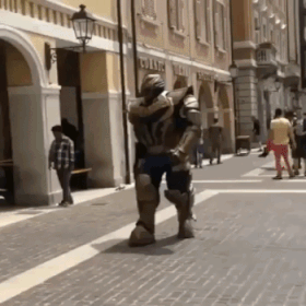 Thanos seen in Paris in hollywood gifs