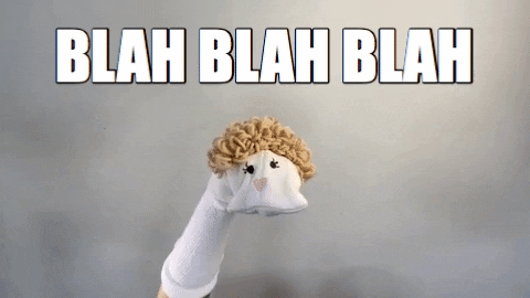 sock puppet saying blah blah blah