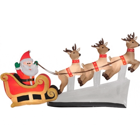 Details About Gemmy Industries Yard Inflatables Floating Santa Sleigh With Reindeer 6 Ft New