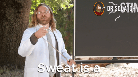 Dr. Squatch animated GIF showing sweat is a natural process