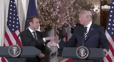giphy Macron Pays Trump Back For Embarrassing Handshake With Aggressive Greeting (VIDEO) Donald Trump Politics Social Media Top Stories 