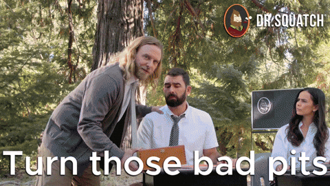 Dr. Squatch animated GIF about turning bad pits into Brad Pitts with natural deodorant