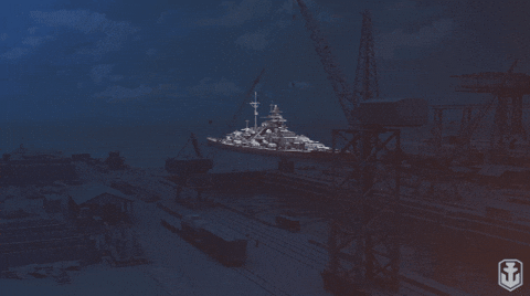 GIF de un acorazado navegando en el mar