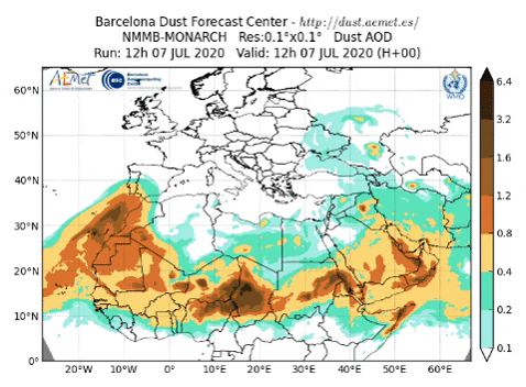 Previsión de polvo en suspensión en Europa / Barcelona Dust