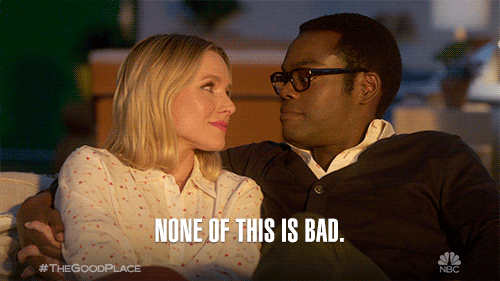 The good Place Gif - "None of this is bad" via Giphy