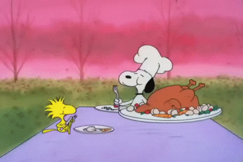 Peanuts eating thanksgiving charlie brown snoopy