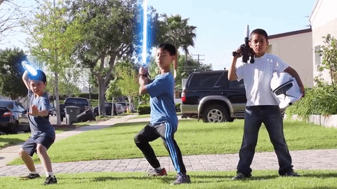 star wars kids playing lightsaber light saber