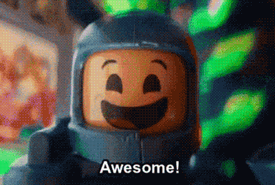 Animated Lego character saying Awesome