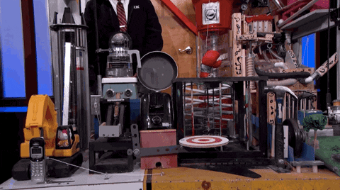 A working example of a Rube Goldberg Machine.