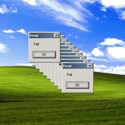 erro no sistema operacional Windows XP