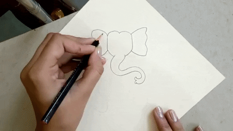 Ganesha Drawing Hinduism Deity Sketch, Ganesha Outline, white, mammal png |  PNGEgg