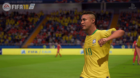 animação do Neymar comemorando um gol pela Seleção Brasileira no FIFA