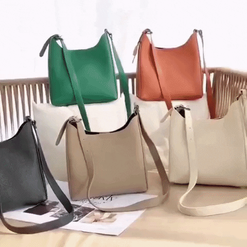 women leather crossbody bucket bag with pouch