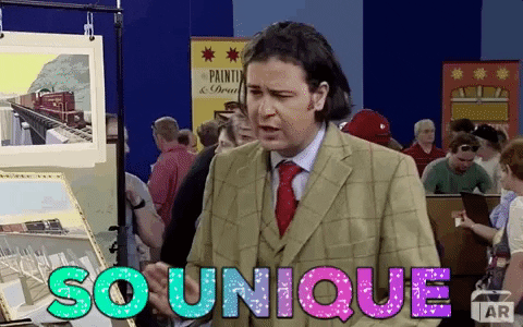 A man in a suit saying "So unique".