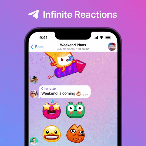 Telegram infinite reactions