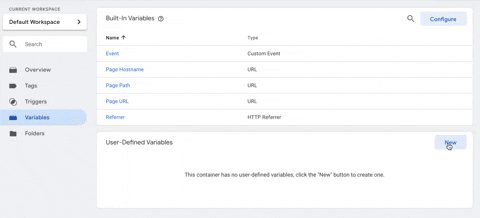 GIF showing how to create a Google Analytics variable in Google Tag Manager